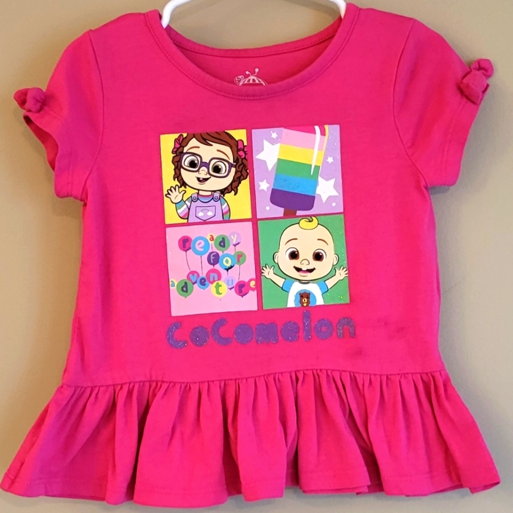 Cocomelon peplum style pink top